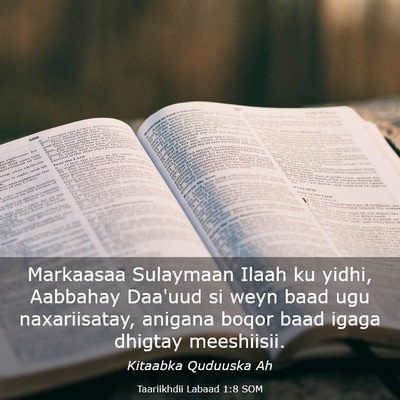 Picture 03 - Taariikhdii Labaad 1:8 SOM - Markaasaa Sulaymaan Ilaah ku yidhi, Aabbahay - Bible Verse Picture