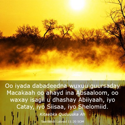 Picture 03 - Taariikhdii Labaad 11:20 SOM - Oo iyada dabadeedna wuxuu guursaday Macakaah oo - Bible Verse Picture