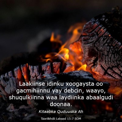 Picture 03 - Taariikhdii Labaad 15:7 SOM - Laakiinse idinku xoogaysta oo gacmihiinnu yay - Bible Verse Picture