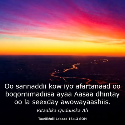 Picture 03 - Taariikhdii Labaad 16:13 SOM - Oo sannaddii kow iyo afartanaad oo boqornimadiisa - Bible Verse Picture