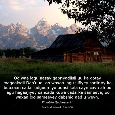 Picture 03 - Taariikhdii Labaad 16:14 SOM - Oo waa lagu aasay qabriyadiisii uu ka qotay - Bible Verse Picture