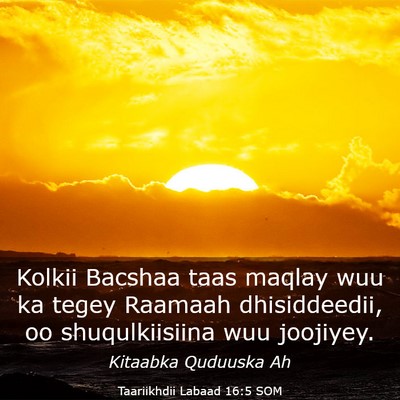 Picture 03 - Taariikhdii Labaad 16:5 SOM - Kolkii Bacshaa taas maqlay wuu ka tegey Raamaah - Bible Verse Picture