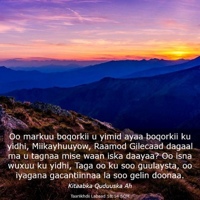 Picture 03 - Taariikhdii Labaad 18:14 SOM - Oo markuu boqorkii u yimid ayaa boqorkii ku - Bible Verse Picture