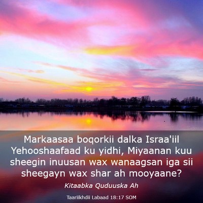 Picture 03 - Taariikhdii Labaad 18:17 SOM - Markaasaa boqorkii dalka Israa'iil Yehooshaafaad - Bible Verse Picture