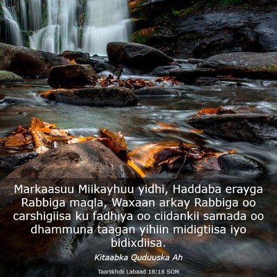 Picture 03 - Taariikhdii Labaad 18:18 SOM - Markaasuu Miikayhuu yidhi, Haddaba erayga Rabbiga - Bible Verse Picture