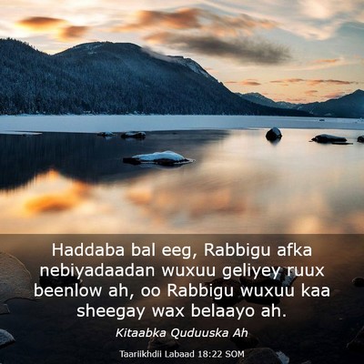 Picture 03 - Taariikhdii Labaad 18:22 SOM - Haddaba bal eeg, Rabbigu afka nebiyadaadan wuxuu - Bible Verse Picture