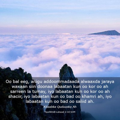 Picture 03 - Taariikhdii Labaad 2:10 SOM - Oo bal eeg, anigu addoommadaada alwaaxda jaraya - Bible Verse Picture