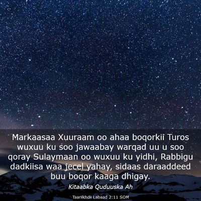 Picture 03 - Taariikhdii Labaad 2:11 SOM - Markaasaa Xuuraam oo ahaa boqorkii Turos wuxuu ku - Bible Verse Picture