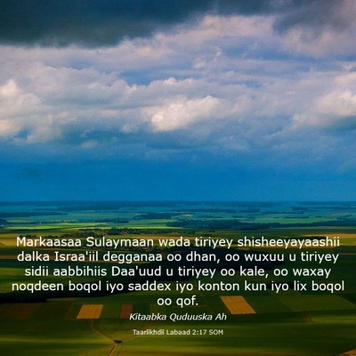 Picture 03 - Taariikhdii Labaad 2:17 SOM - Markaasaa Sulaymaan wada tiriyey shisheeyayaashii - Bible Verse Picture