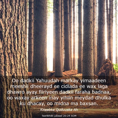 Picture 03 - Taariikhdii Labaad 20:24 SOM - Oo dadkii Yahuudah markay yimaadeen meeshii - Bible Verse Picture