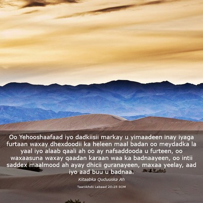 Picture 03 - Taariikhdii Labaad 20:25 SOM - Oo Yehooshaafaad iyo dadkiisii markay u yimaadeen - Bible Verse Picture