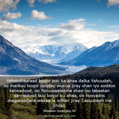 Picture 03 - Taariikhdii Labaad 20:31 SOM - Yehooshaafaad boqor buu ka ahaa dalka Yahuudah, - Bible Verse Picture