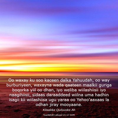 Picture 03 - Taariikhdii Labaad 21:17 SOM - Oo waxay ku soo kaceen dalka Yahuudah, oo way - Bible Verse Picture