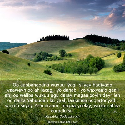 Picture 03 - Taariikhdii Labaad 21:3 SOM - Oo aabbahoodna wuxuu iyagii siiyey hadiyado - Bible Verse Picture