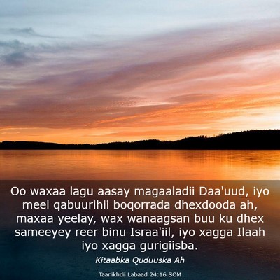 Picture 03 - Taariikhdii Labaad 24:16 SOM - Oo waxaa lagu aasay magaaladii Daa'uud, iyo meel - Bible Verse Picture