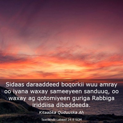 Picture 03 - Taariikhdii Labaad 24:8 SOM - Sidaas daraaddeed boqorkii wuu amray oo iyana - Bible Verse Picture