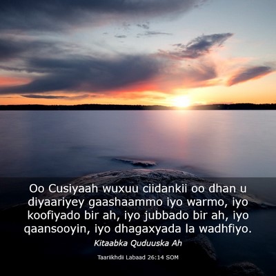 Picture 03 - Taariikhdii Labaad 26:14 SOM - Oo Cusiyaah wuxuu ciidankii oo dhan u diyaariyey - Bible Verse Picture