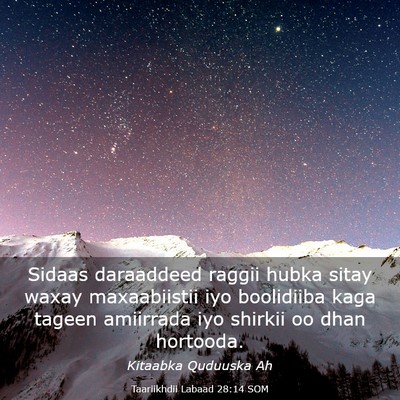 Picture 03 - Taariikhdii Labaad 28:14 SOM - Sidaas daraaddeed raggii hubka sitay waxay - Bible Verse Picture