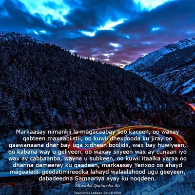 Picture 03 - Taariikhdii Labaad 28:15 SOM - Markaasay nimankii la magacaabay soo kaceen, oo - Bible Verse Picture