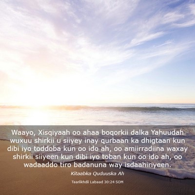 Picture 03 - Taariikhdii Labaad 30:24 SOM - Waayo, Xisqiyaah oo ahaa boqorkii dalka Yahuudah - Bible Verse Picture