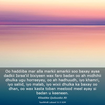 Picture 03 - Taariikhdii Labaad 31:5 SOM - Oo haddiiba mar alla markii amarkii soo baxay - Bible Verse Picture