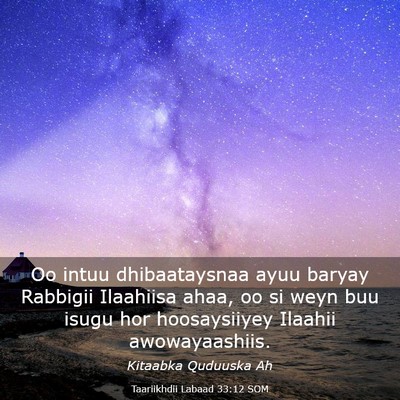 Picture 03 - Taariikhdii Labaad 33:12 SOM - Oo intuu dhibaataysnaa ayuu baryay Rabbigii - Bible Verse Picture