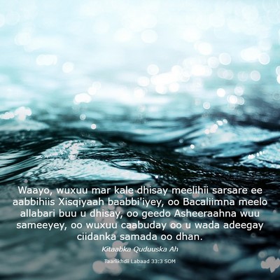 Picture 03 - Taariikhdii Labaad 33:3 SOM - Waayo, wuxuu mar kale dhisay meelihii sarsare ee - Bible Verse Picture