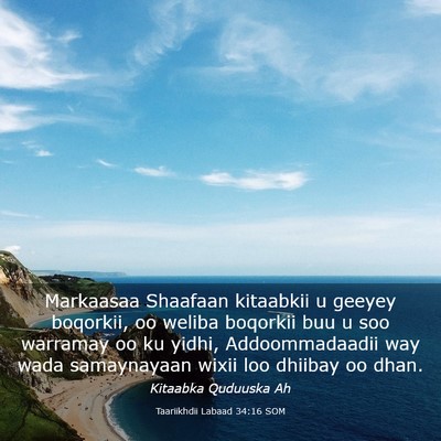 Picture 03 - Taariikhdii Labaad 34:16 SOM - Markaasaa Shaafaan kitaabkii u geeyey boqorkii, - Bible Verse Picture