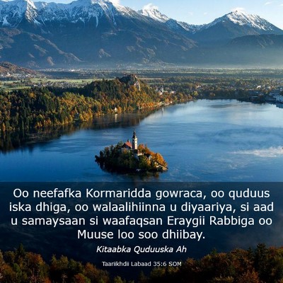 Picture 03 - Taariikhdii Labaad 35:6 SOM - Oo neefafka Kormaridda gowraca, oo quduus iska - Bible Verse Picture