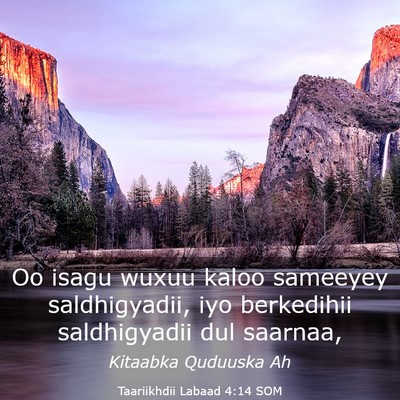 Picture 03 - Taariikhdii Labaad 4:14 SOM - Oo isagu wuxuu kaloo sameeyey saldhigyadii, iyo - Bible Verse Picture
