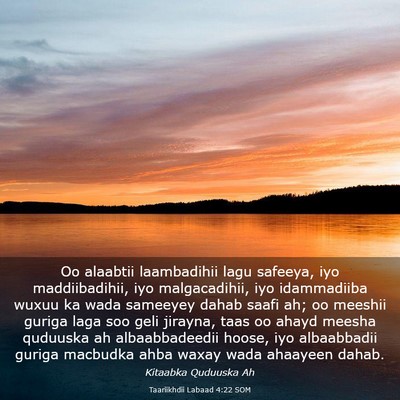 Picture 03 - Taariikhdii Labaad 4:22 SOM - Oo alaabtii laambadihii lagu safeeya, iyo - Bible Verse Picture