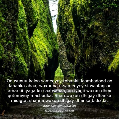 Picture 03 - Taariikhdii Labaad 4:7 SOM - Oo wuxuu kaloo sameeyey tobankii laambadood oo - Bible Verse Picture