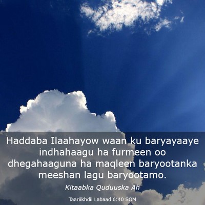 Picture 03 - Taariikhdii Labaad 6:40 SOM - Haddaba Ilaahayow waan ku baryayaaye indhahaagu - Bible Verse Picture