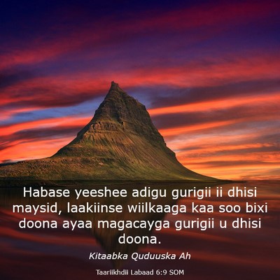 Picture 03 - Taariikhdii Labaad 6:9 SOM - Habase yeeshee adigu gurigii ii dhisi maysid, - Bible Verse Picture