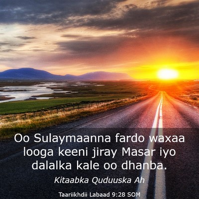 Picture 03 - Taariikhdii Labaad 9:28 SOM - Oo Sulaymaanna fardo waxaa looga keeni jiray - Bible Verse Picture