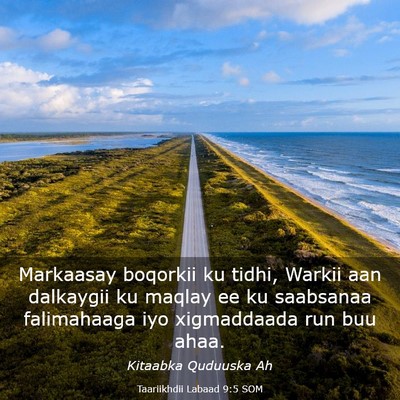 Picture 03 - Taariikhdii Labaad 9:5 SOM - Markaasay boqorkii ku tidhi, Warkii aan dalkaygii - Bible Verse Picture