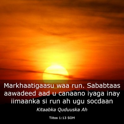 Picture 03 - Tiitos 1:13 SOM - Markhaatigaasu waa run. Sababtaas aawadeed aad u - Bible Verse Picture