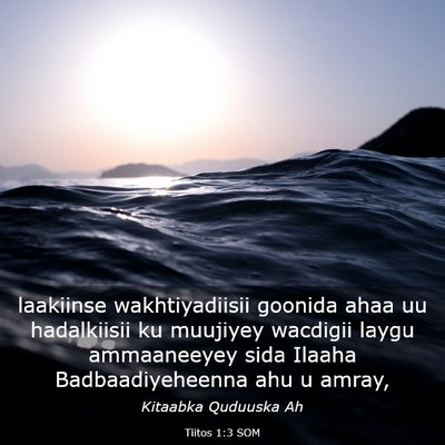 Picture 03 - Tiitos 1:3 SOM - laakiinse wakhtiyadiisii goonida ahaa uu - Bible Verse Picture