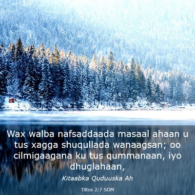 Picture 03 - Tiitos 2:7 SOM - Wax walba nafsaddaada masaal ahaan u tus xagga - Bible Verse Picture