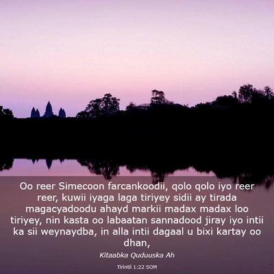 Picture 03 - Tirintii 1:22 SOM - Oo reer Simecoon farcankoodii, qolo qolo iyo reer - Bible Verse Picture