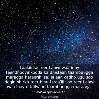 Picture 03 - Tirintii 1:53 SOM - Laakiinse reer Laawi waa inay teendhooyinkooda ka - Bible Verse Picture