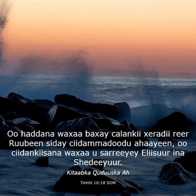 Picture 03 - Tirintii 10:18 SOM - Oo haddana waxaa baxay calankii xeradii reer - Bible Verse Picture