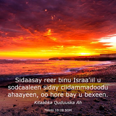 Picture 03 - Tirintii 10:28 SOM - Sidaasay reer binu Israa'iil u sodcaaleen siday - Bible Verse Picture