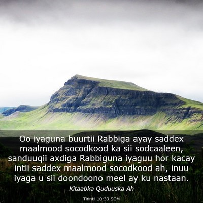Picture 03 - Tirintii 10:33 SOM - Oo iyaguna buurtii Rabbiga ayay saddex maalmood - Bible Verse Picture