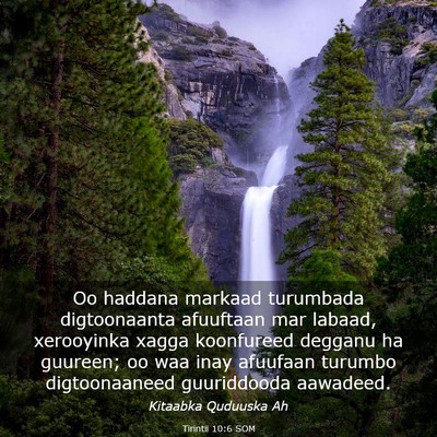 Picture 03 - Tirintii 10:6 SOM - Oo haddana markaad turumbada digtoonaanta - Bible Verse Picture