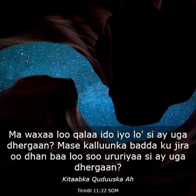 Picture 03 - Tirintii 11:22 SOM - Ma waxaa loo qalaa ido iyo lo' si ay uga - Bible Verse Picture