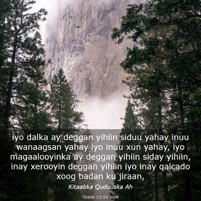 Picture 03 - Tirintii 13:19 SOM - iyo dalka ay deggan yihiin siduu yahay inuu - Bible Verse Picture