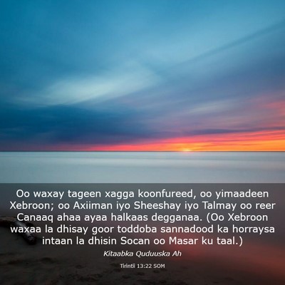 Picture 03 - Tirintii 13:22 SOM - Oo waxay tageen xagga koonfureed, oo yimaadeen - Bible Verse Picture