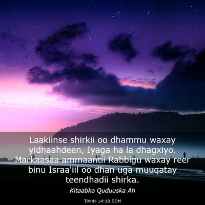 Picture 03 - Tirintii 14:10 SOM - Laakiinse shirkii oo dhammu waxay yidhaahdeen, - Bible Verse Picture