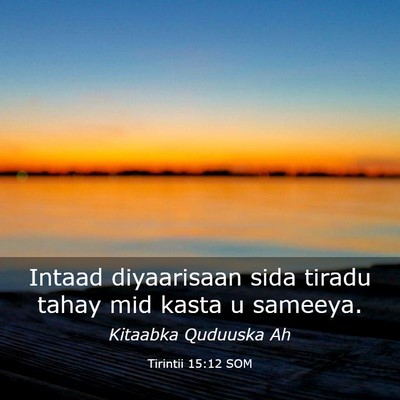 Picture 03 - Tirintii 15:12 SOM - Intaad diyaarisaan sida tiradu tahay mid kasta u - Bible Verse Picture